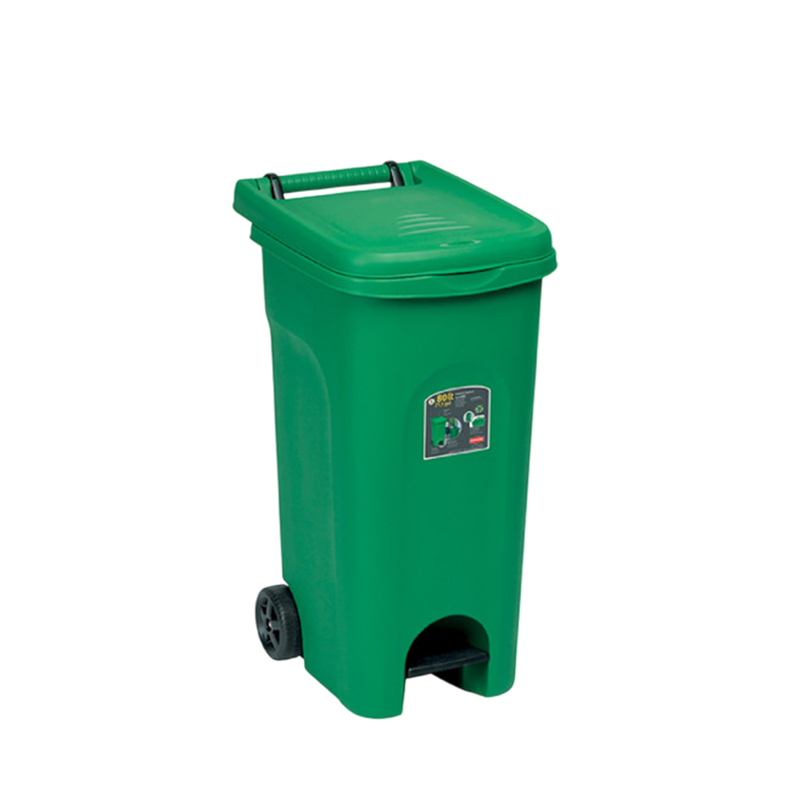 STEFANPLAST Contenedor plástico de basura verde 80L
