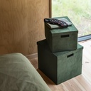 Caja con tapa, terciopelo verde oscuro GJÄTTA