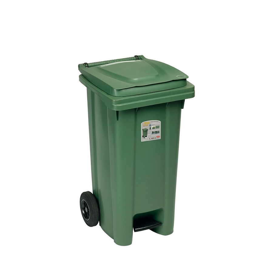 Contenedor Plástico P/Basura 120L C/Rueda y Pedal STEFANPLAST