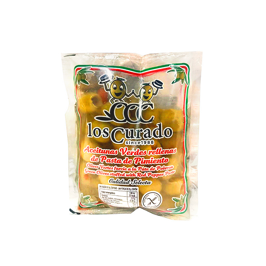 Aceitunas Verdes Rellenas C/Pimiento LOS CURADO (180g)