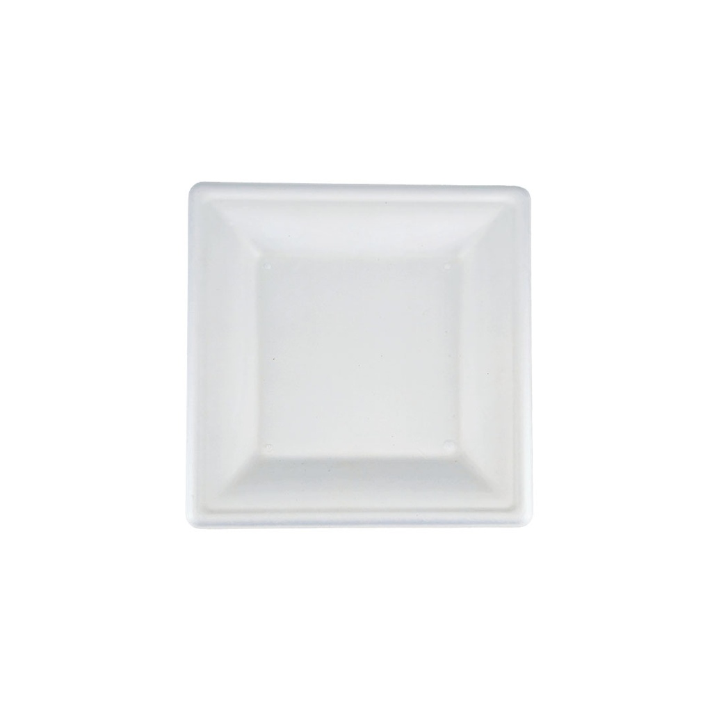 Plato Biodegradable en Pulpa de Caña Cuadrado 15cm (50u)