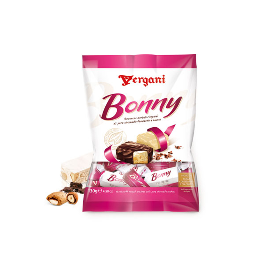 Turrón Blando de Almendra C/Chocolate Negro y Blanco VERGANI (130g)