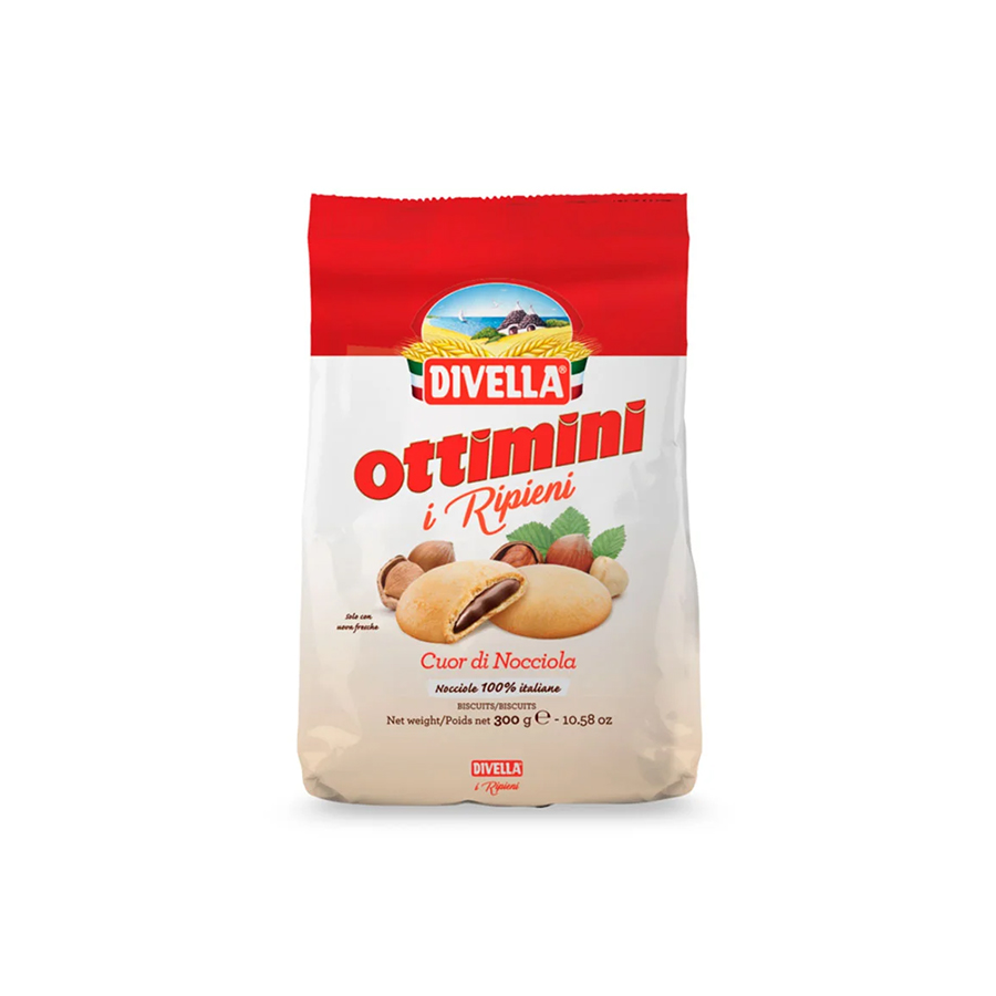 Galleta OTTIMINI Rellenas de Crema de Avellanas DIVELLA (300g)