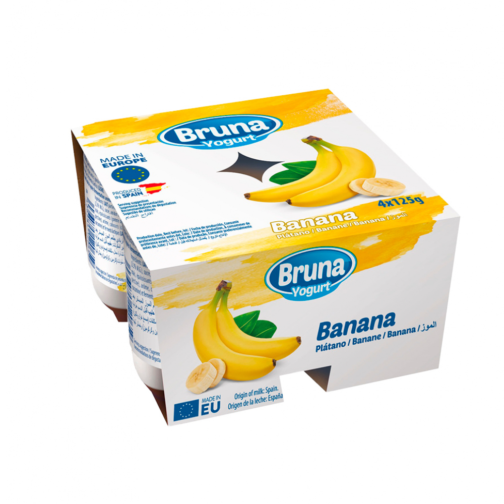 Postre Lácteo sabor Plátano BRUNA YOGURT (4 x 125g)