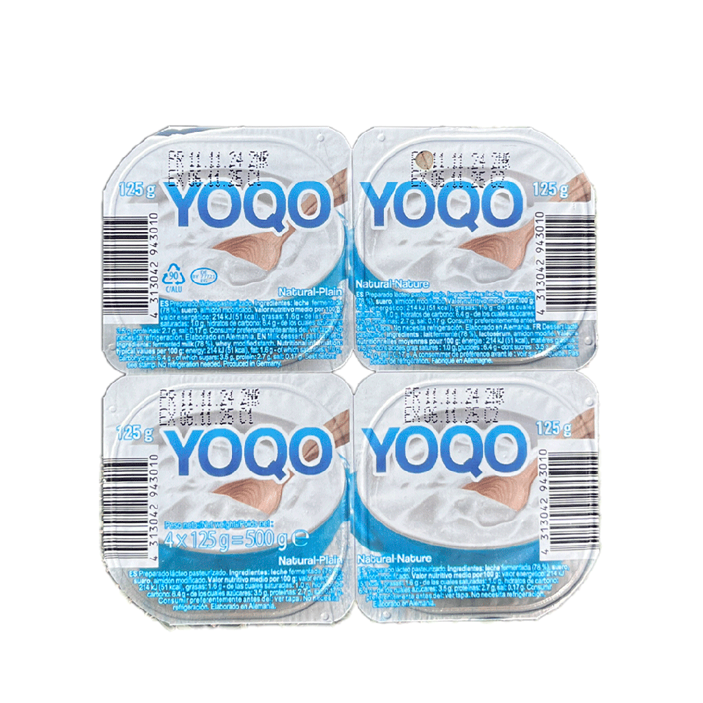 YOQO Postre lácteo sabor natural sin azúcar 4x125gr